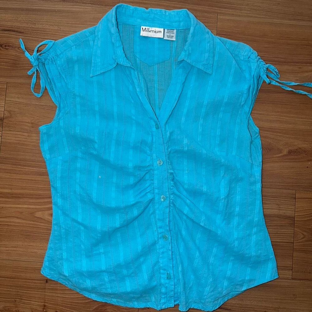 y2k Women's Blue Blouse